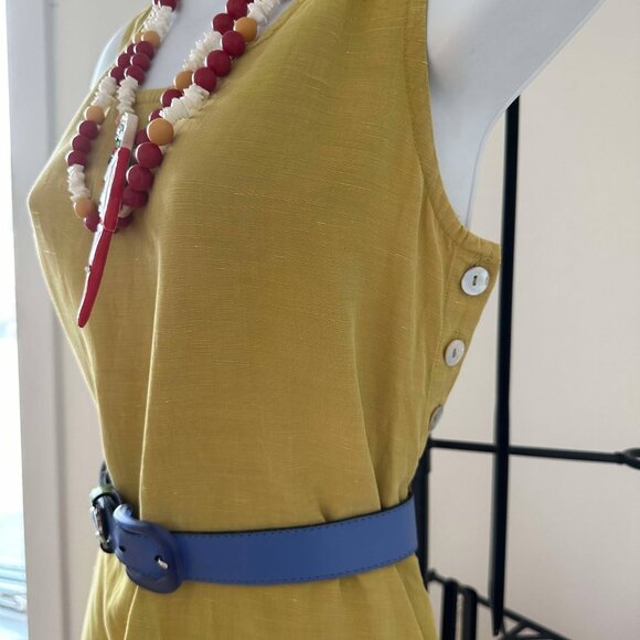 Long yellow silk and linen dress - Picture 5 of 15